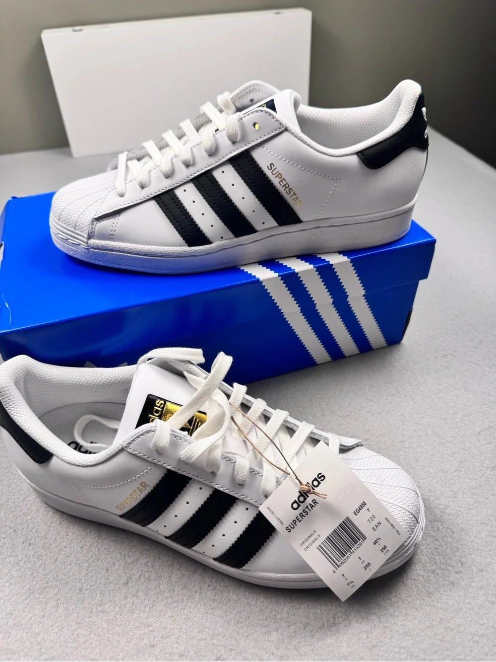 adidas White and Black Superstar Casual Sneakers